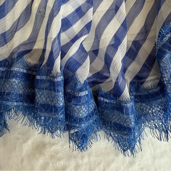 Tadashi Shoji Plus Size 100% Silk Blue and White A-Line Midi Dress - Picture 3 of 12